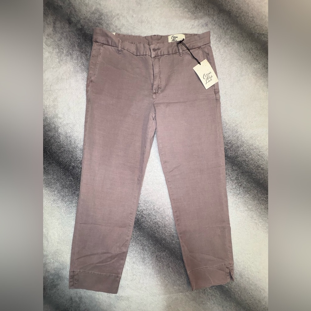 NWT Women's Cosmic Blue Love Washed Rose Pink Purple Cropped Chinos Pants‎ 29 W